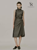 Mosselle Stripe Pleated Slip Dress