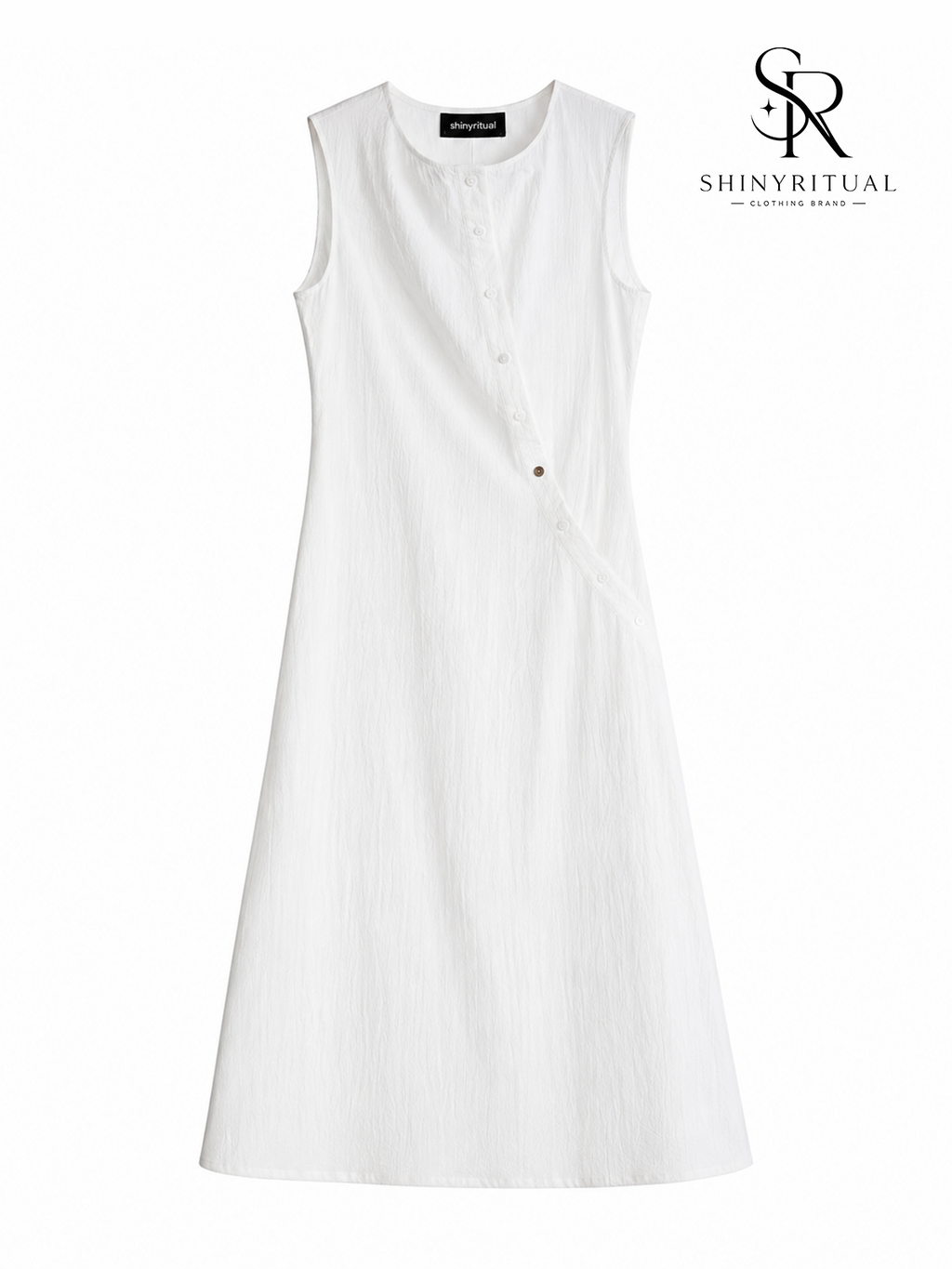 Veloura White Drape Collar Dress