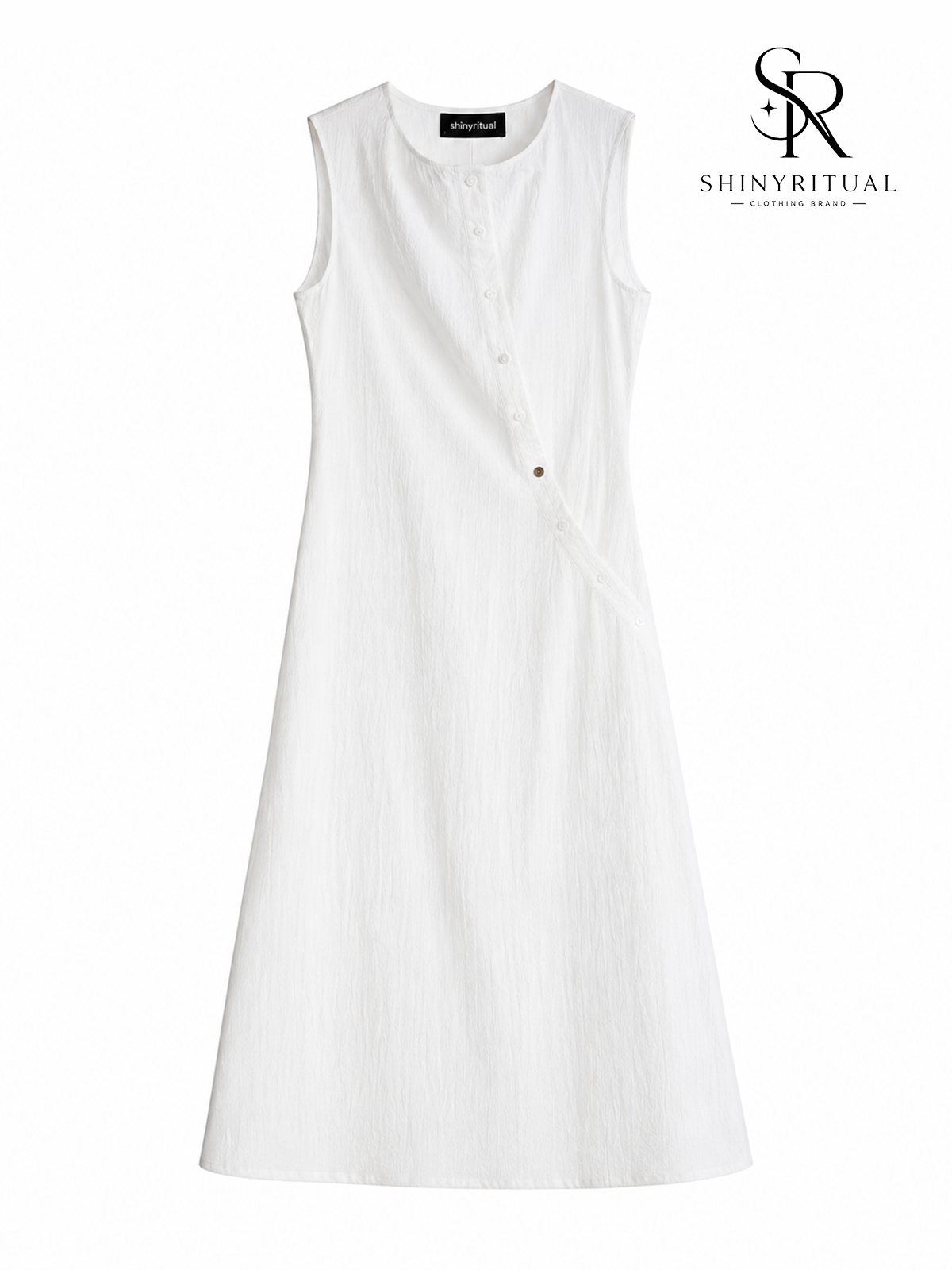 Veloura White Drape Collar Dress
