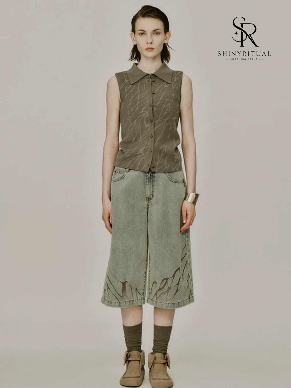 Aurevon Vintage Burnout Denim Shorts