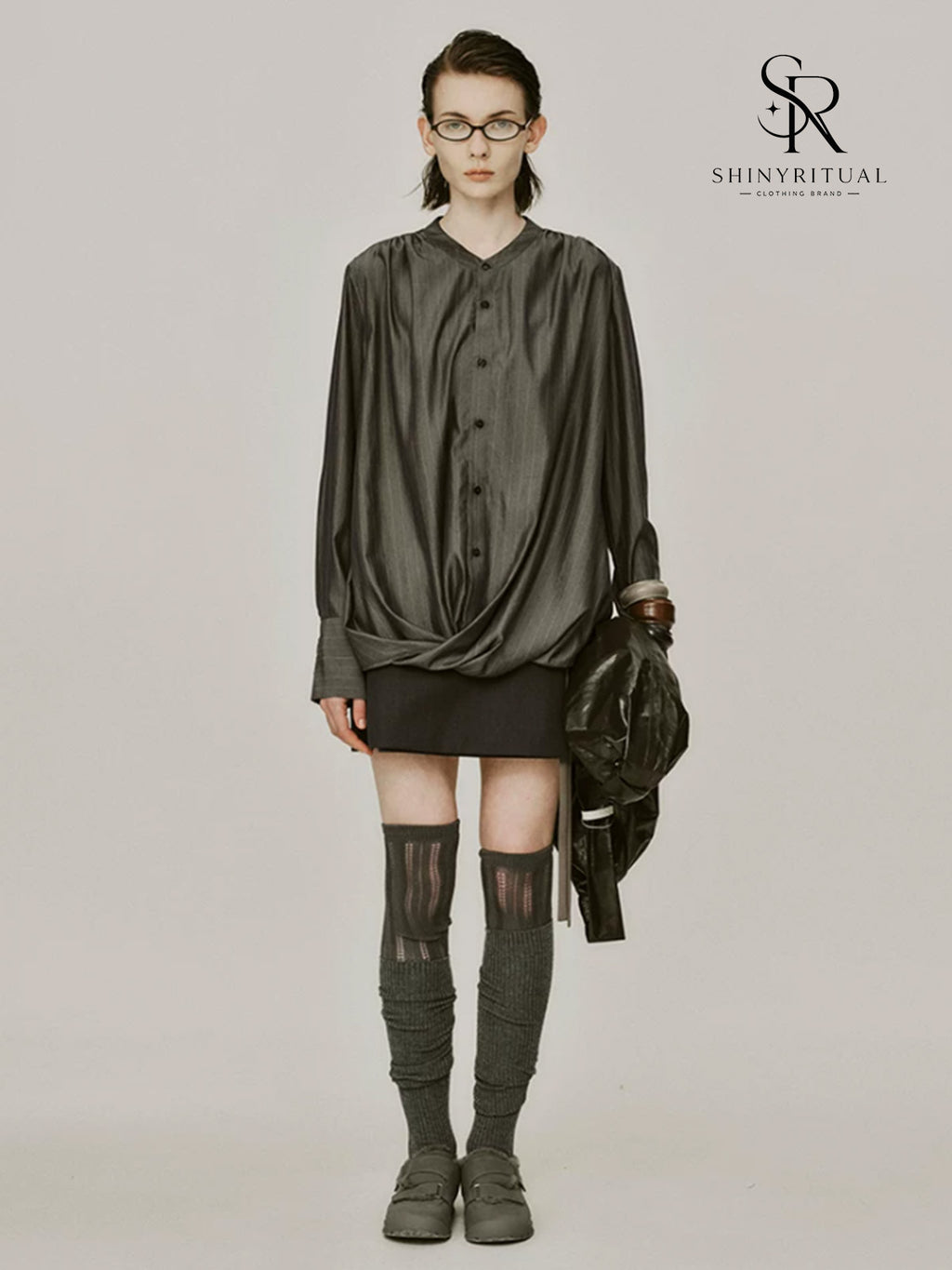 Sylven Stripe Silk Knot Shirt