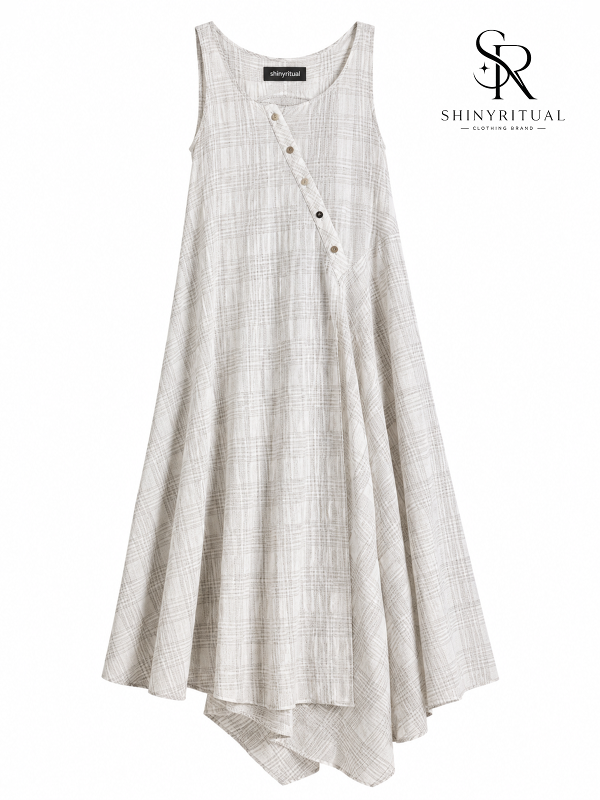 Ivresse Ivory Plaid Crossover Dress