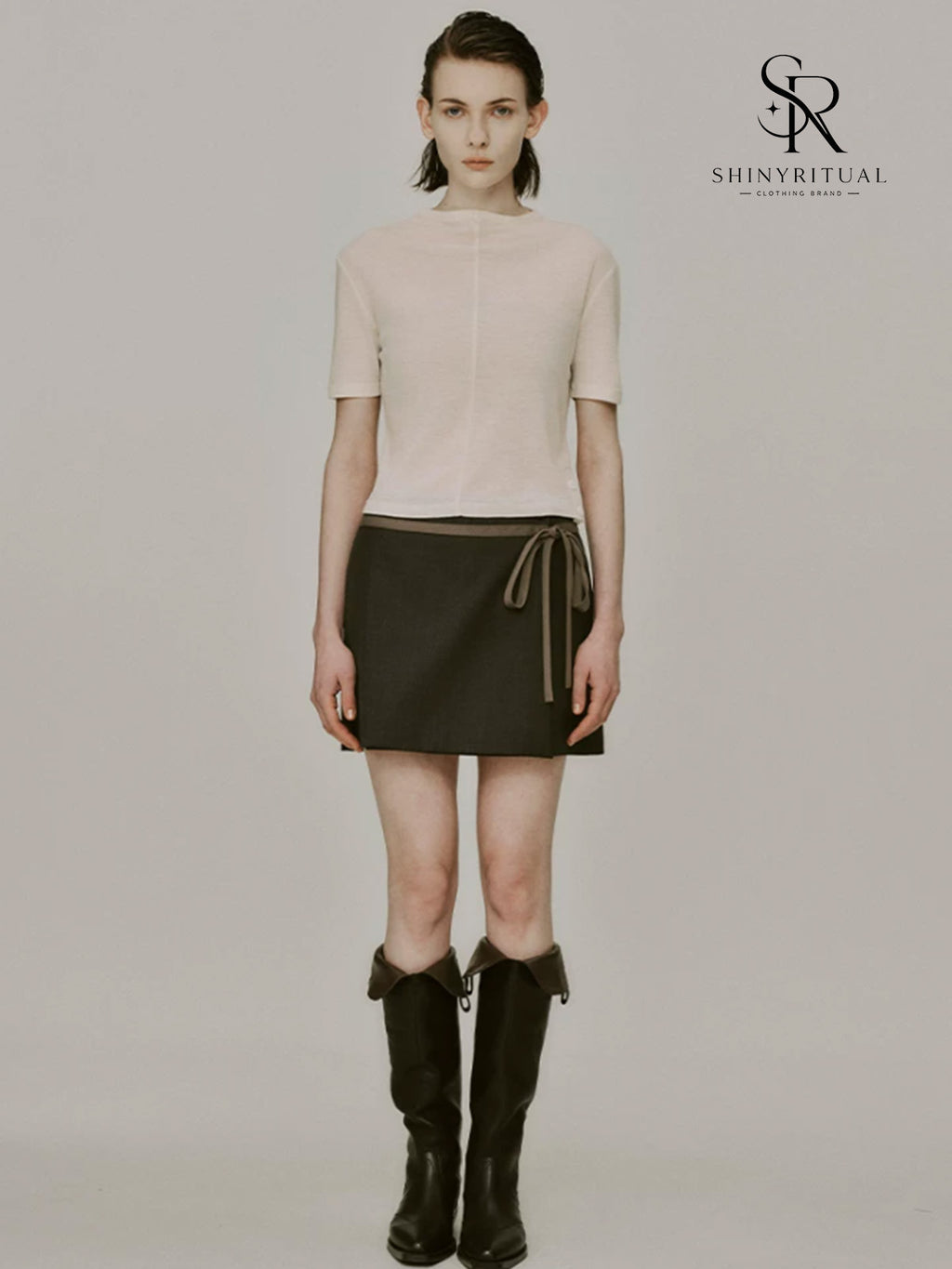 Noctelle Tie-Waist Mini Skirt
