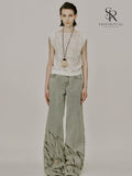 Skylure Washed Burnout Denim Pants