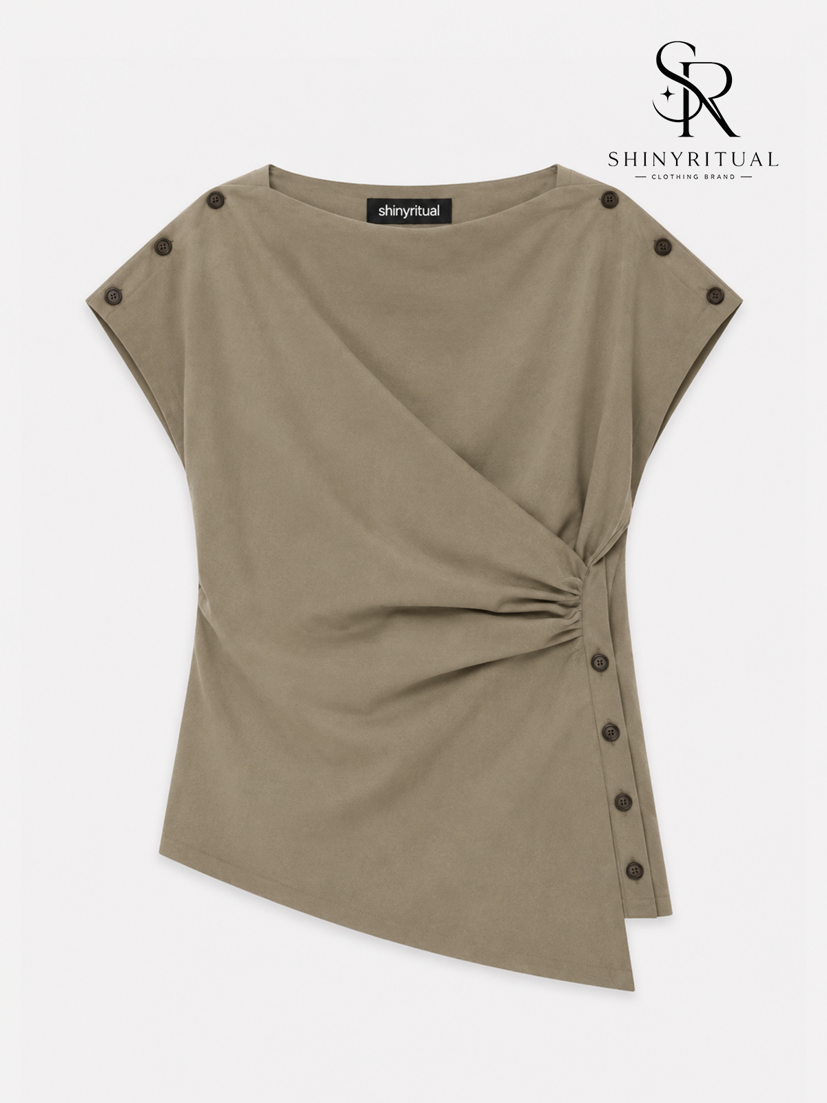 Kaelith Off-Shoulder Pleat Blouse