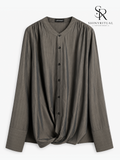 Sylven Stripe Silk Knot Shirt