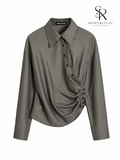 Avenra Pleated Stripe Crossover Shirt