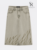 Lunara Burnout Denim Midi Skirt