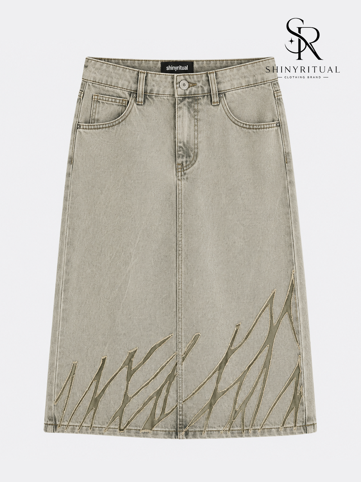 Lunara Burnout Denim Midi Skirt