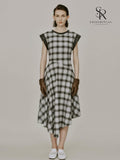 Bronelle Plaid Leather-Trim Dress
