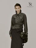 Avenra Pleated Stripe Crossover Shirt