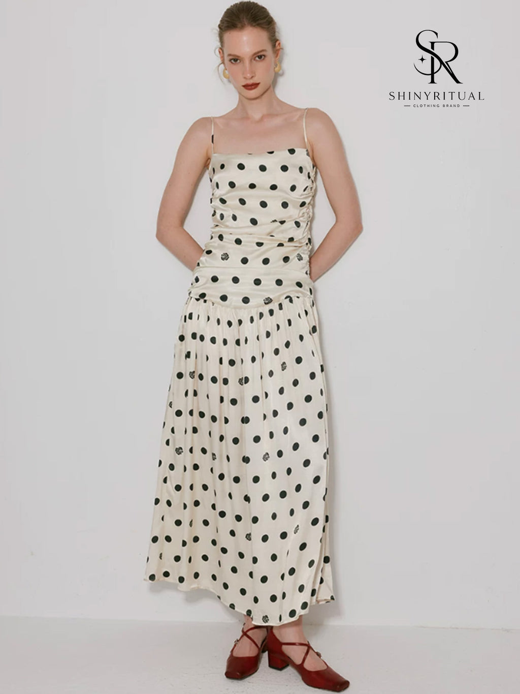Roserie Polka Satin Slip Dress