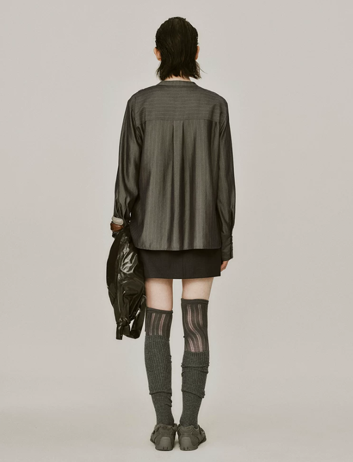 Sylven Stripe Silk Knot Shirt