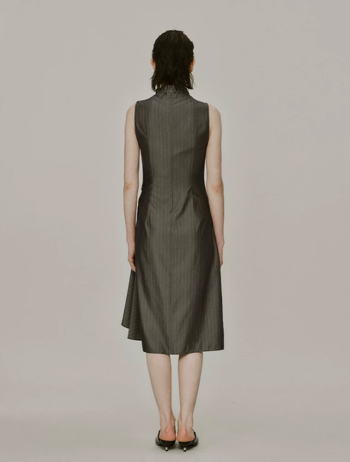 Mosselle Stripe Pleated Slip Dress