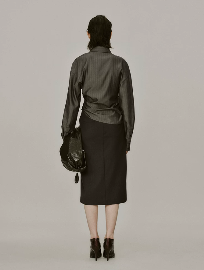 Avenra Pleated Stripe Crossover Shirt