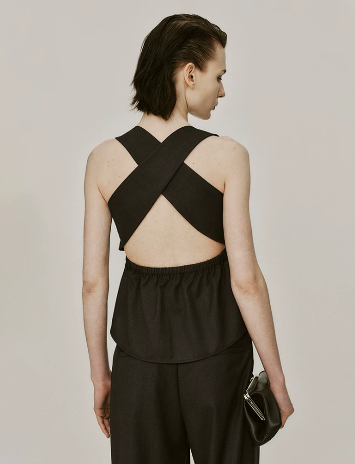 Veyra Charcoal Tailored Vest Top