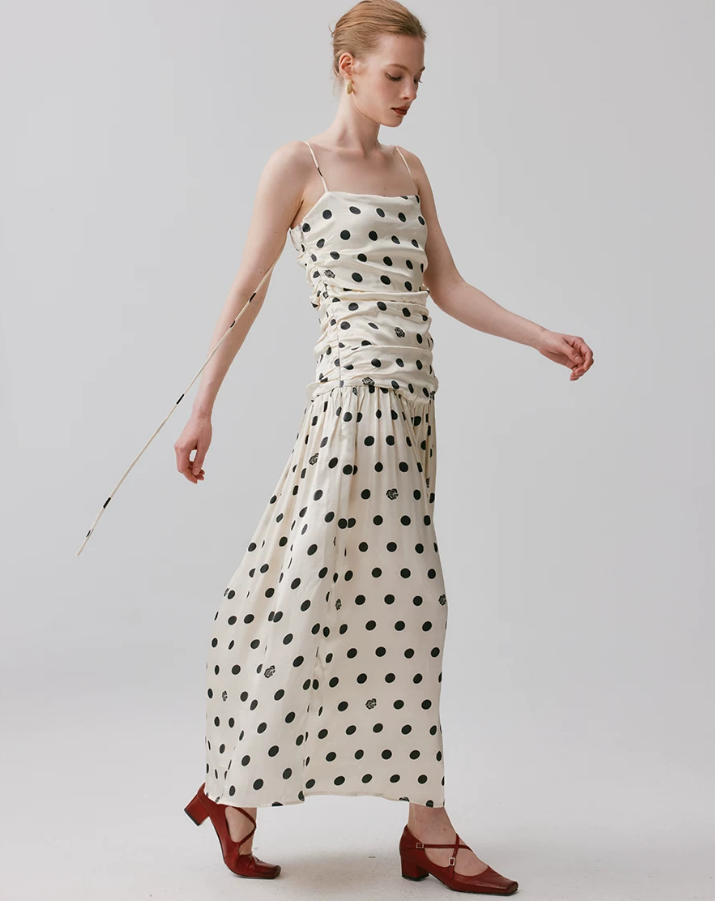 Roserie Polka Satin Slip Dress