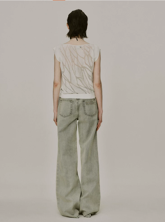 Skylure Washed Burnout Denim Pants