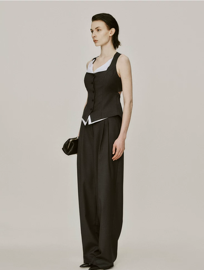 Veyra Charcoal Tailored Vest Top