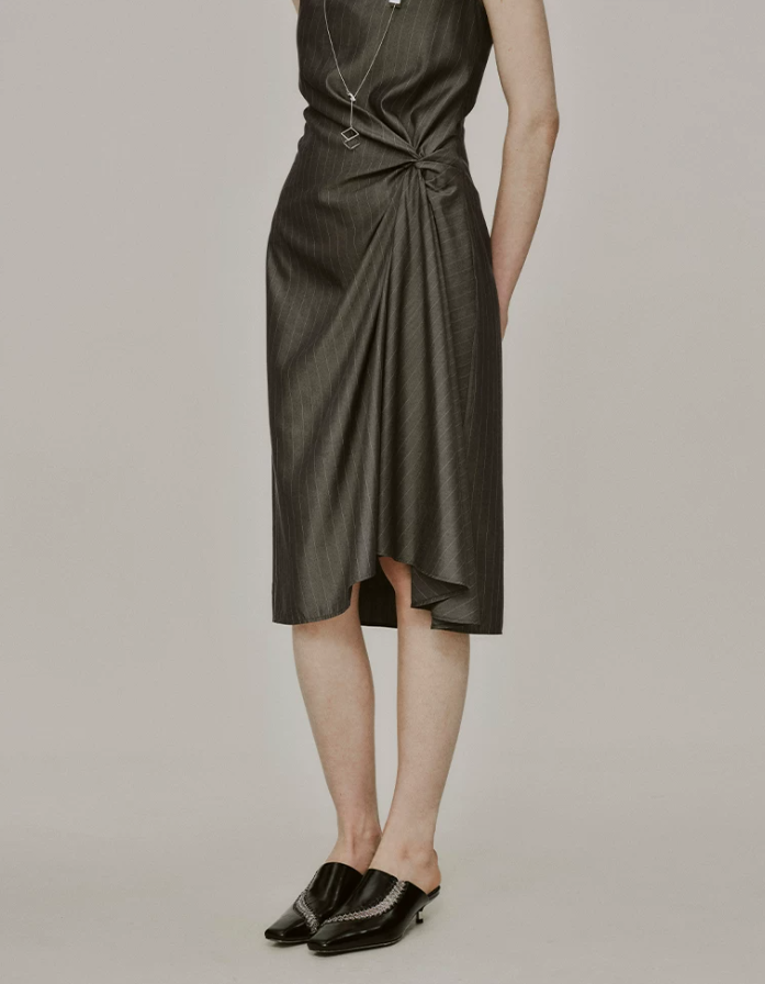 Mosselle Stripe Pleated Slip Dress