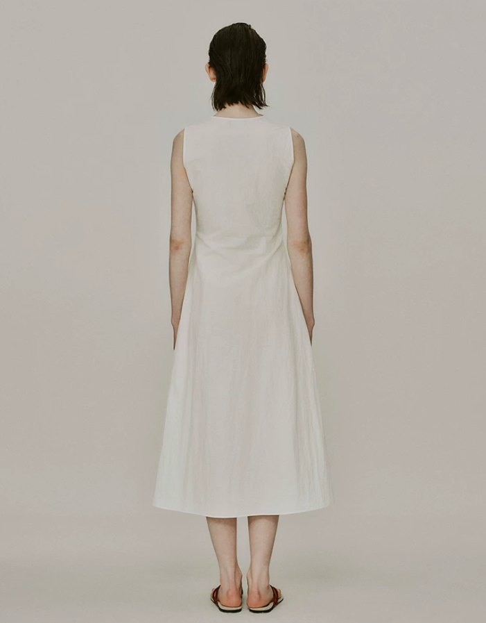 Veloura White Drape Collar Dress