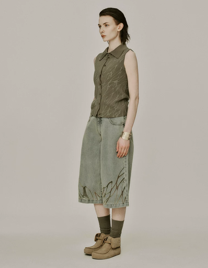 Aurevon Vintage Burnout Denim Shorts