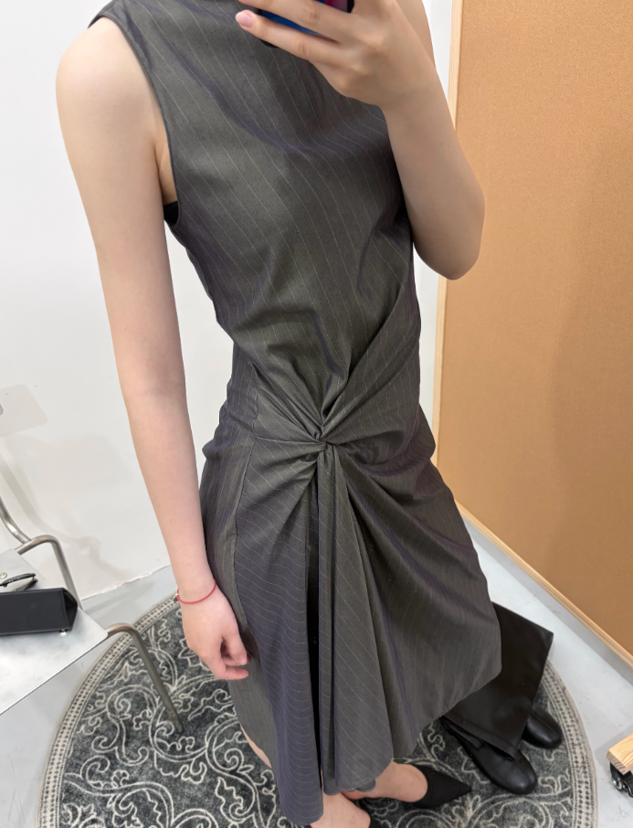 Mosselle Stripe Pleated Slip Dress