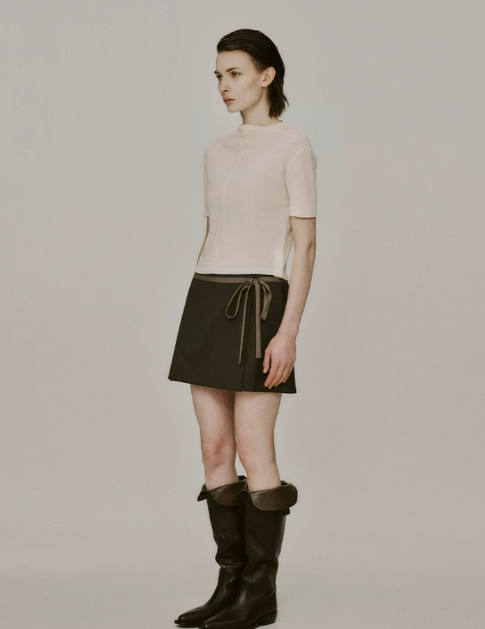 Noctelle Tie-Waist Mini Skirt