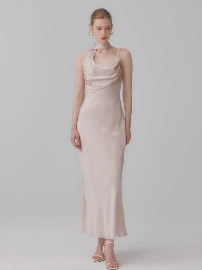 Lavelle Drape Ribbon Midi Dress