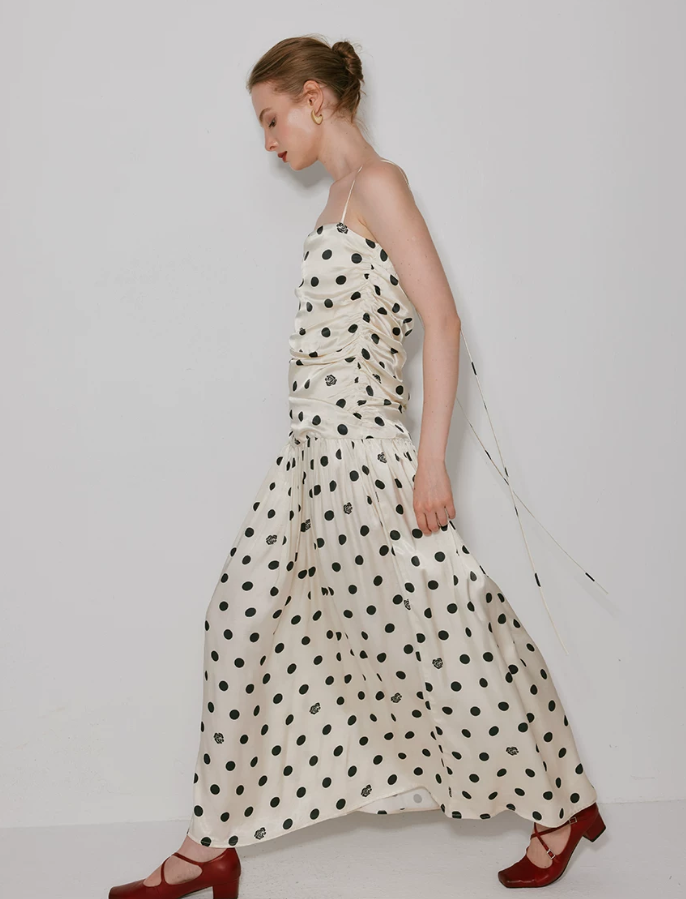 Roserie Polka Satin Slip Dress