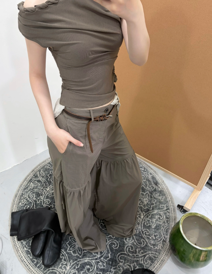 Mirewood Moss Stripe Wide Pants
