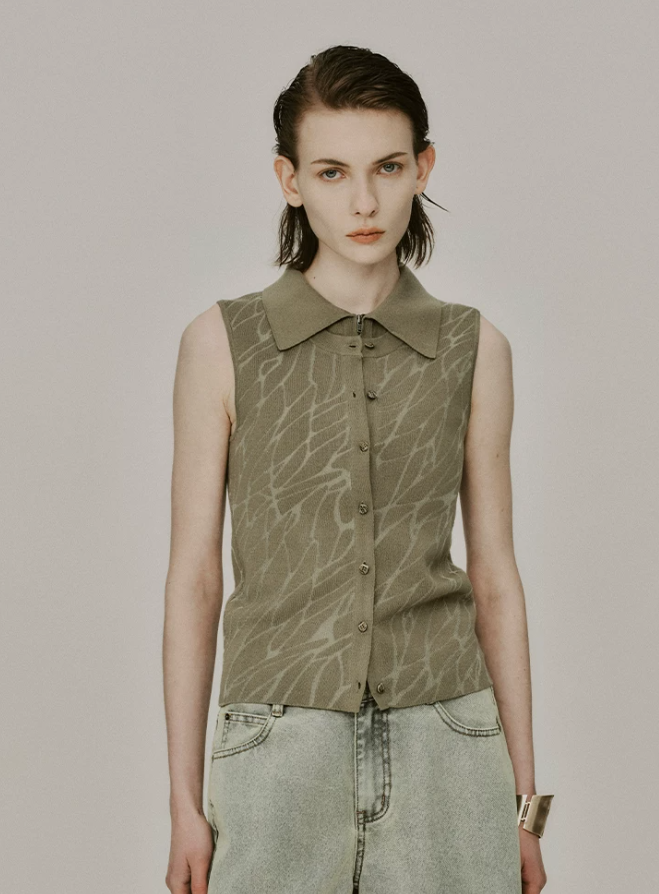 Mirelle Jacquard Knit Twinset Vest