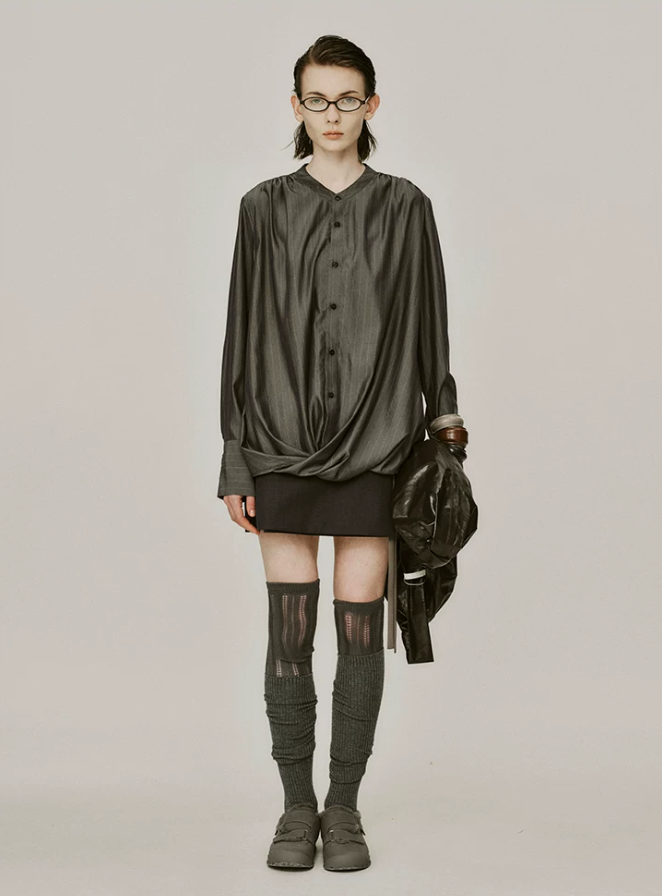 Sylven Stripe Silk Knot Shirt