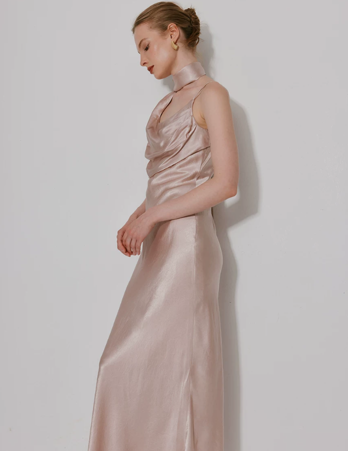 Lavelle Drape Ribbon Midi Dress