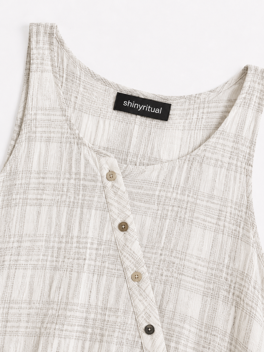 Ivresse Ivory Plaid Crossover Dress