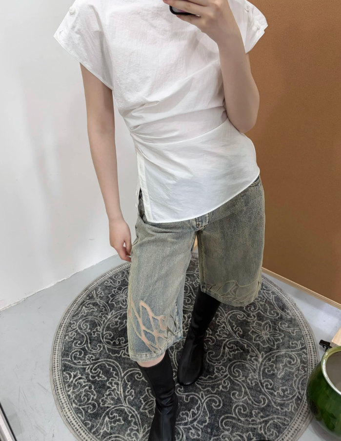 Aurevon Vintage Burnout Denim Shorts