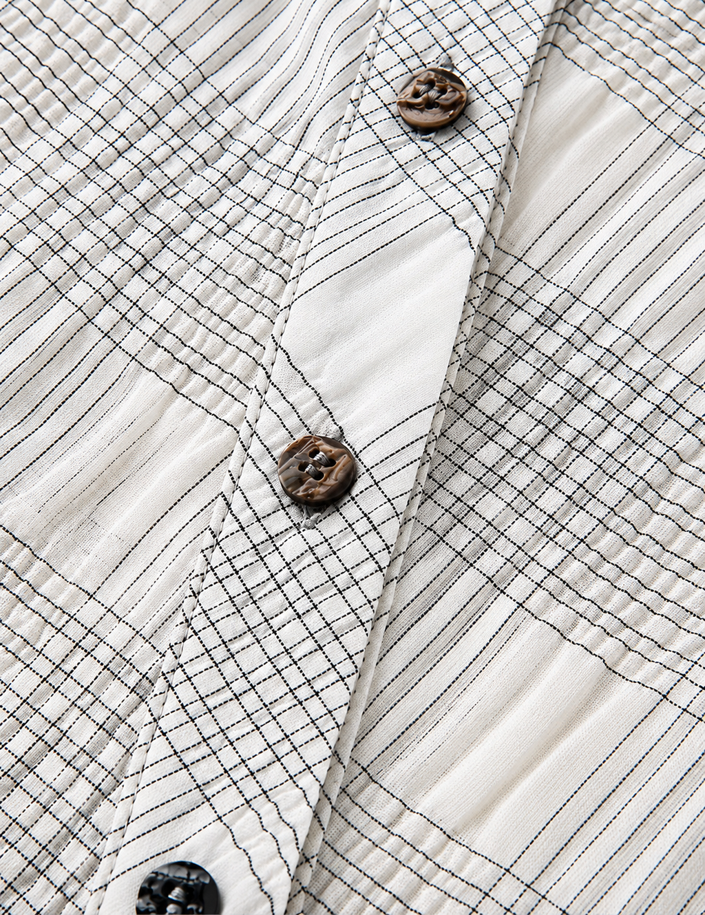 Ivresse Ivory Plaid Crossover Dress