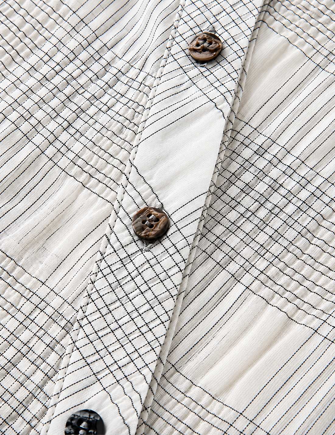Ivresse Ivory Plaid Crossover Dress