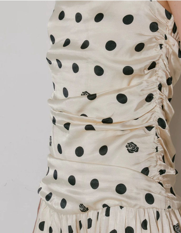 Roserie Polka Satin Slip Dress