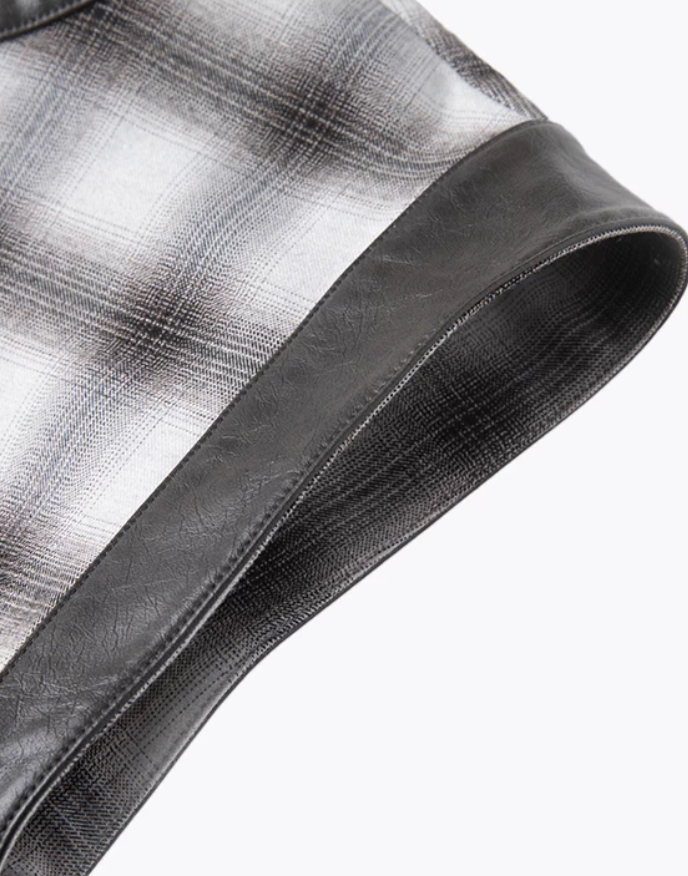 Bronelle Plaid Leather-Trim Dress