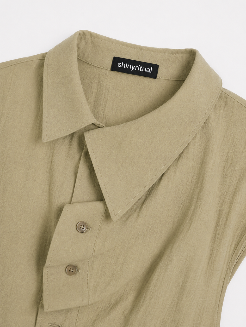 Caelisse Khaki Ruched Midi Dress