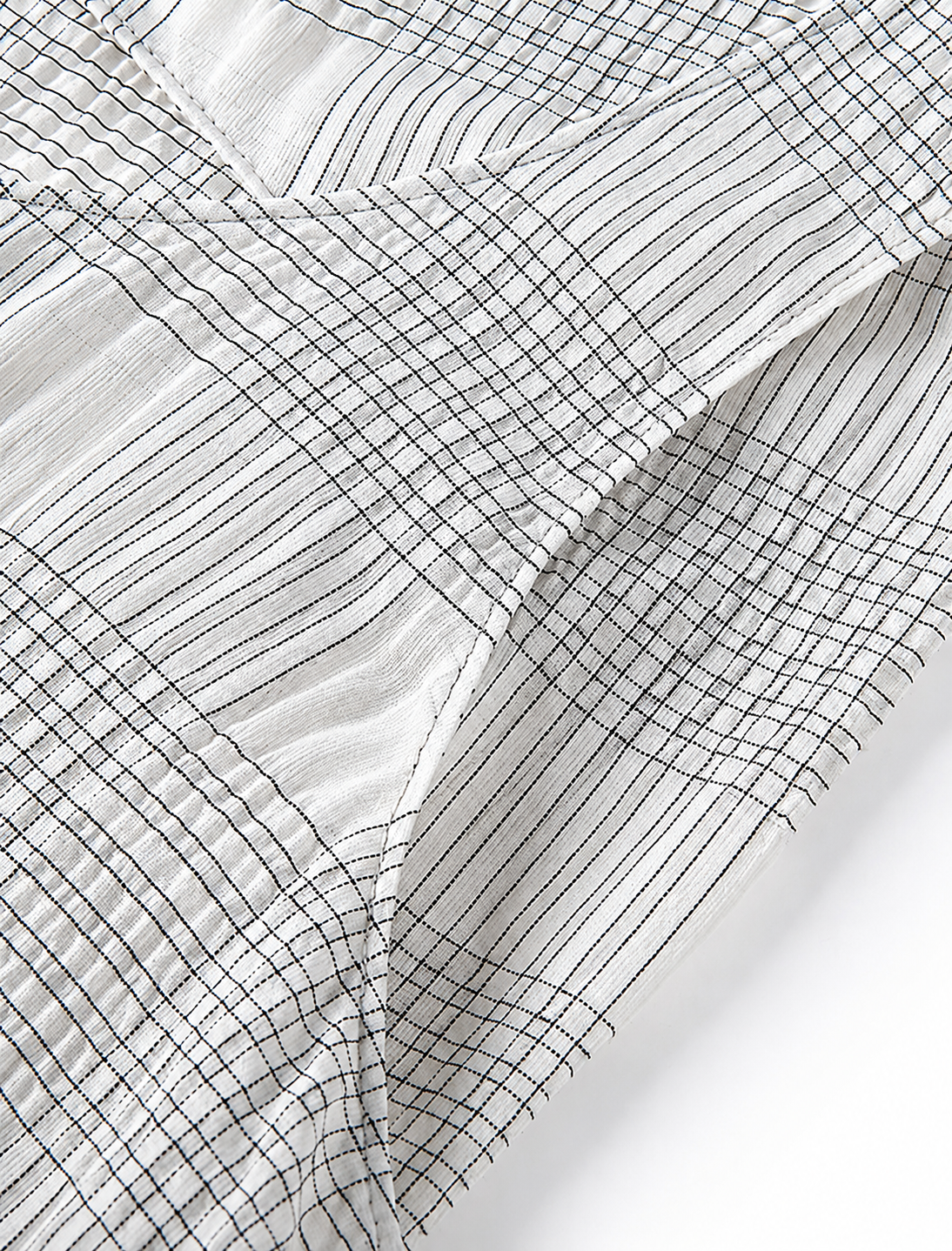 Ivresse Ivory Plaid Crossover Dress