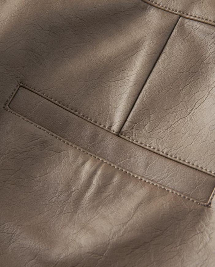 Velmira Leather-Panel Coffee Skirt